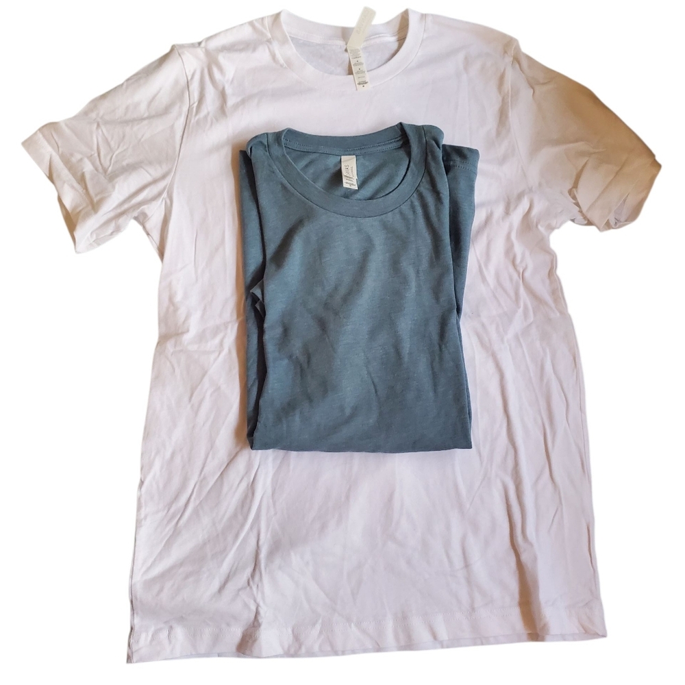 Pair Of Bella Canvas T-Shirts In Teal And White Size Medium